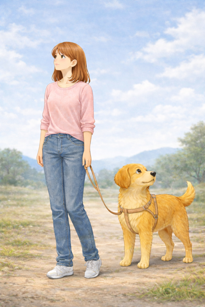 人と犬は異種動物|並んで立つ飼い主と犬